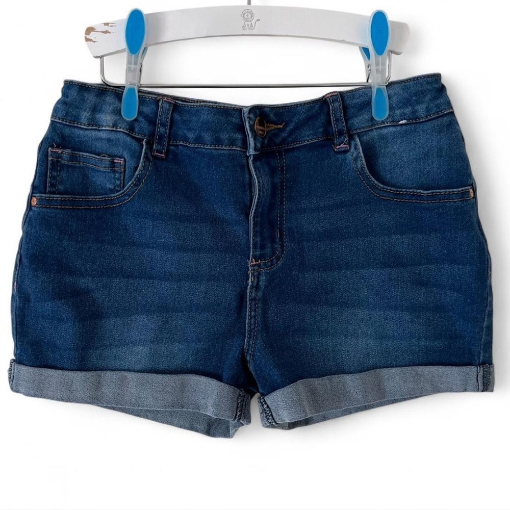 Girls 12-13 158 CM Denim Co. Dark Blue Cuffed Hem Jean Shorts Primark Summer